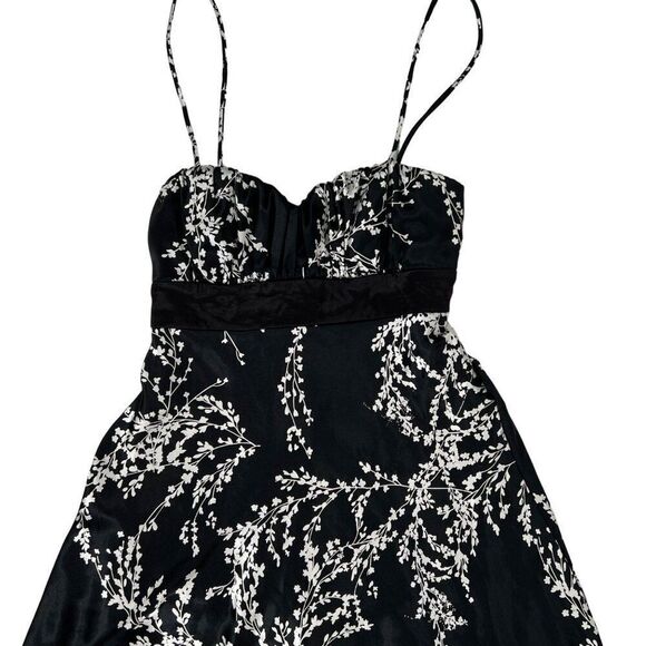 Vintage Y2K Black & White Floral Fairy Grunge Knee Length Babydoll Dress / L - Picture 7 of 8